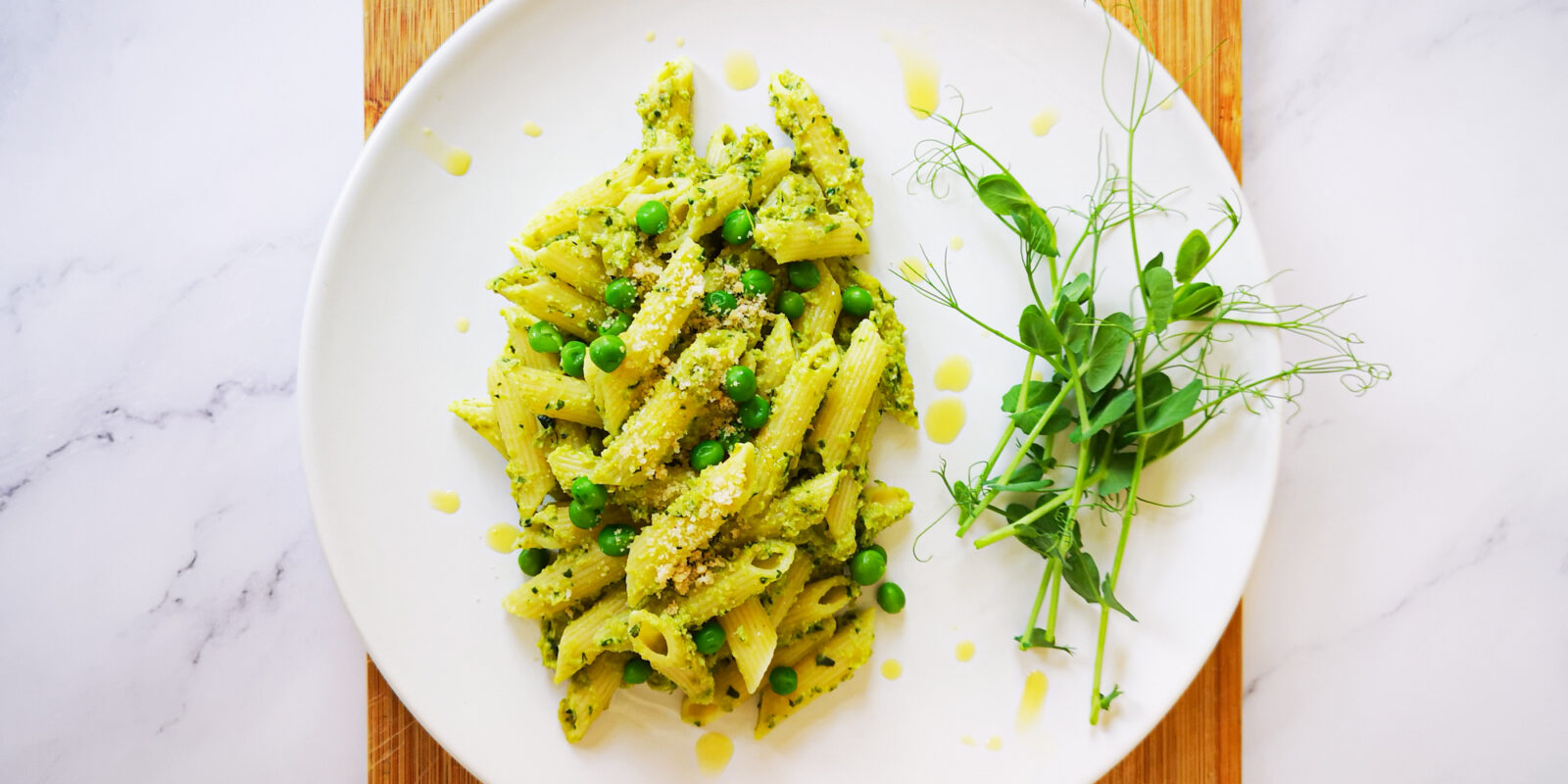 Easy Vegan Homegrown peashoot pesto