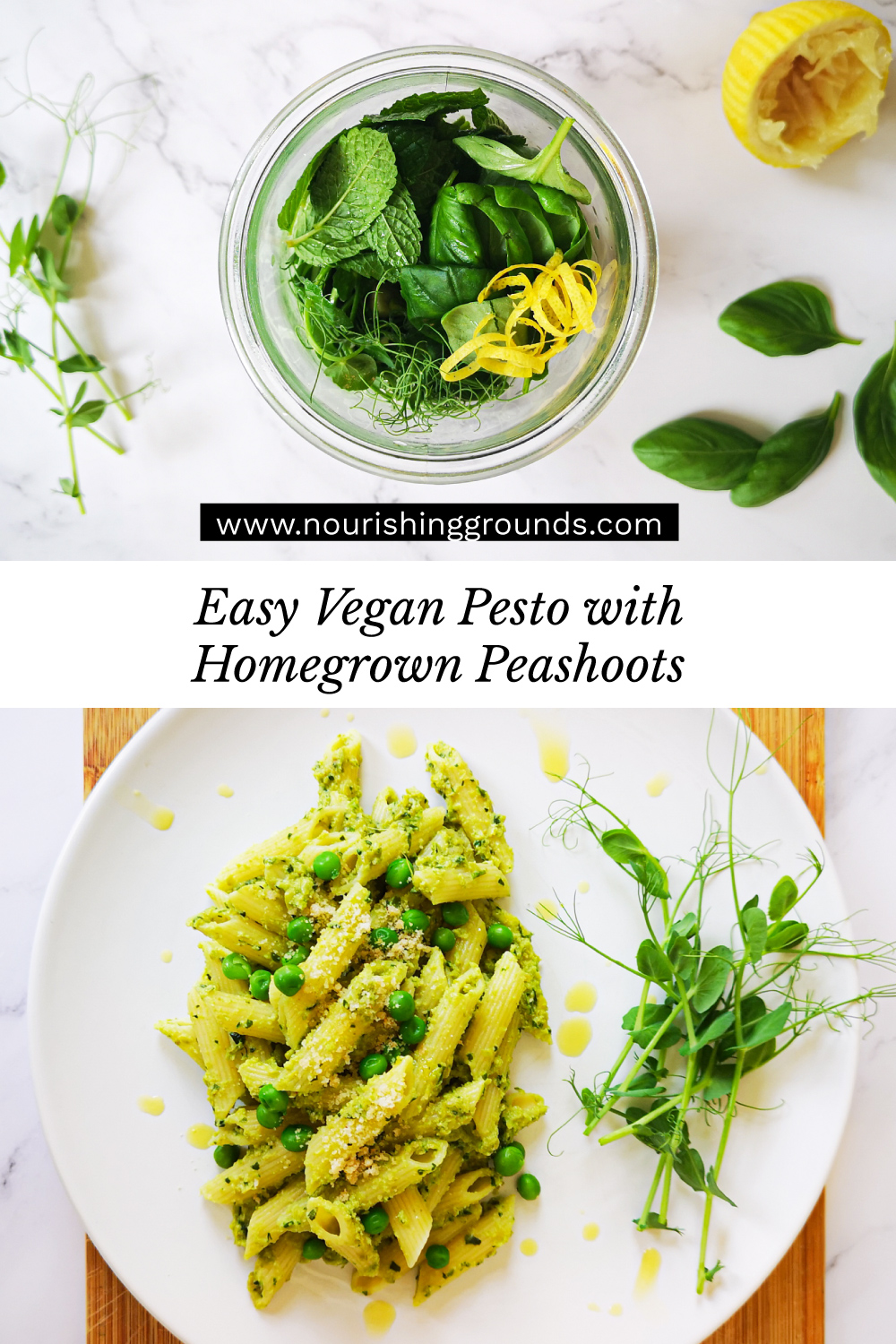 Easy Vegan Pesto with Homegrown Peashoots