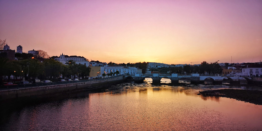 Tavira Roman Bridge sunset